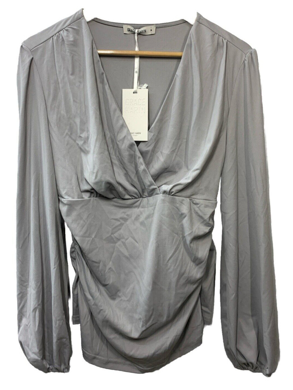GRACE KARIN 2024 Women's Tops Elegant Wrap Blouse V Neck Work Shirts Size M